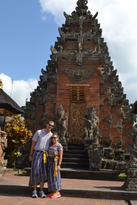 Outside a local temple in Bali
