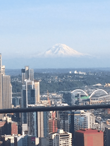 Great view of Mount Rainier from Observation Deck of the Space Needle
