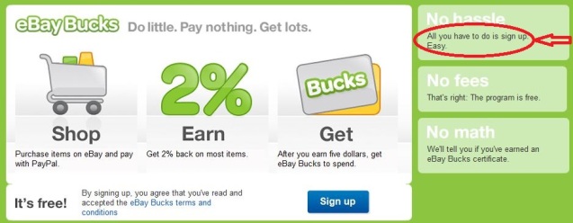eBay Bucks Signup